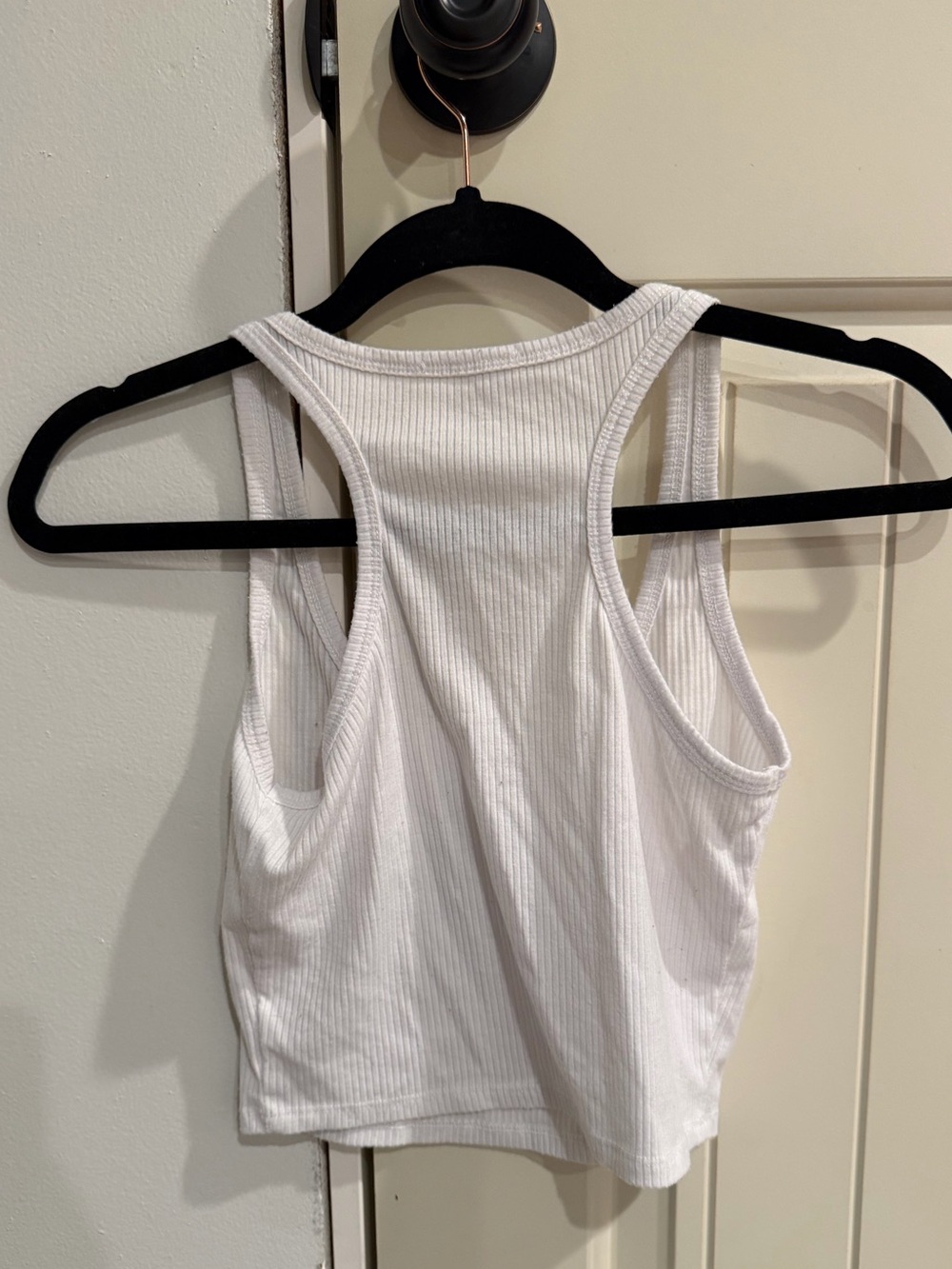 Better Be White Ribbed Racerback Crop Tank Top - Picture 3 of 3
